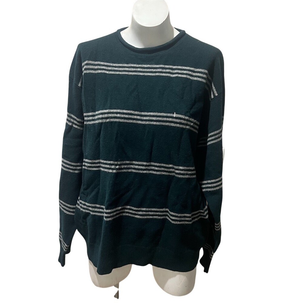 Polo Ralph Lauren Sweater Mens XL Green Gray Striped Crewneck Pullover